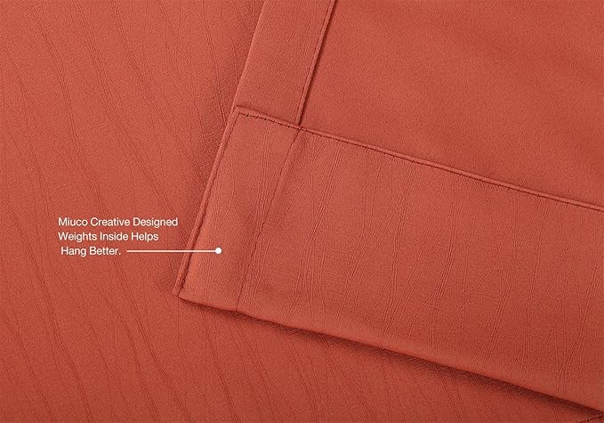 MIUCO Room Darkening Textured Grommet Thermal Insulated Blackout Curtains for Bedroom 2 Panels 52x95 Inch Long Rust