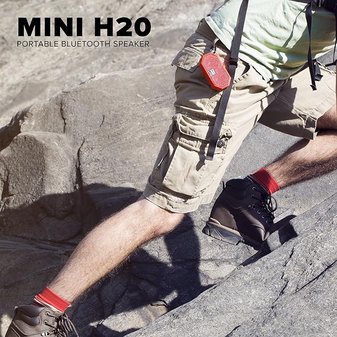 Altec Lansing Mini H2O - Waterproof Bluetooth Speaker, IP67 Certified & Floats in Water, Compact & Portable Speaker for Hiking, Camping, Pool, and Beach, Red