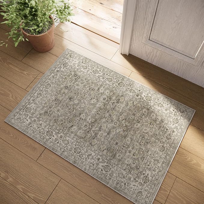 Boho Washable Throw Rugs for Entryway: Door Mat Indoor Entrance 2x3 Small Rug Stain Resistant Non-Slip Low Pile Soft Carpet for Kitchen Front Door Indoor Entrance Entry Bedroom