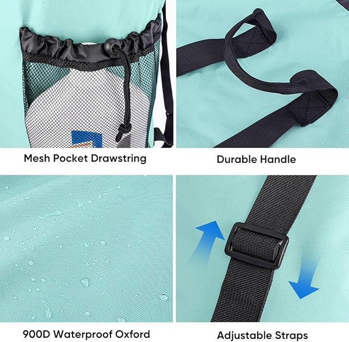 BALEINE 120L Laundry Bag Backpack, 900D Oxford Fabric Large Travel Laundry Bags with Shoulder Straps and 2 Mesh Pockets for College Dorm, Apartment, Laundromat (Sky Blue, 120L)