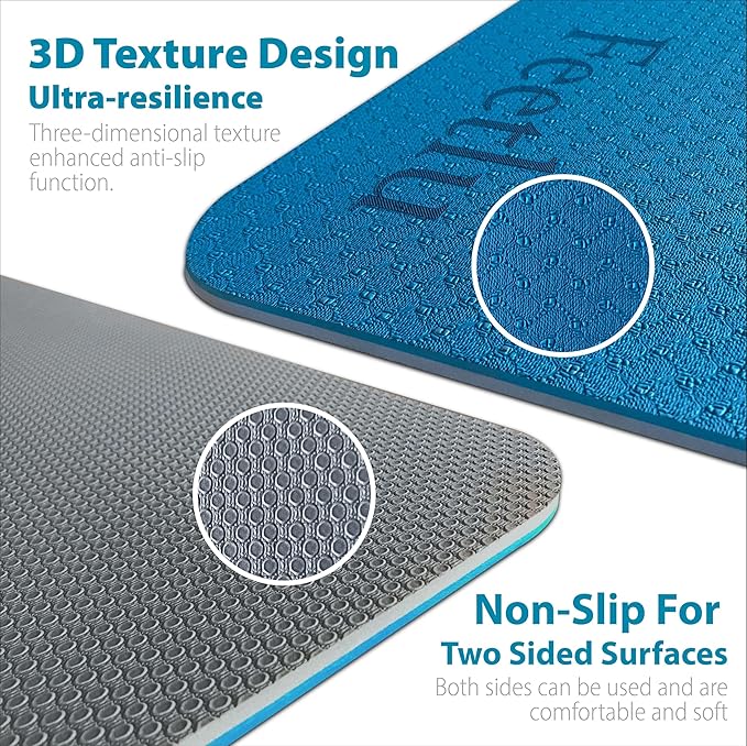 Extra Thick Exercise Yoga Mat with Strap - 2/5 Inch (10MM), Non-Slip Workout Mat for Yoga, Pilates, and Floor Exercises