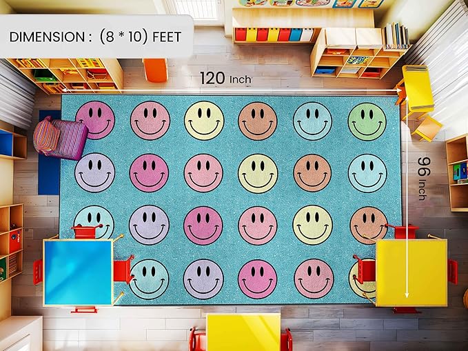 OLEEK Large Classroom Rug Elementary 8x10 - Classroom Rugs for Kids Room - Classroom Carpet Elementary - Kids playroom Rug 8 x 10 - Preschool Rugs for Classroom - Schoolgirl Style Classroom Decor
