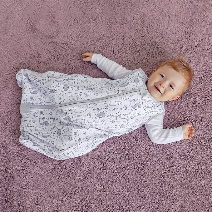 Mama Cheetah Baby Sleep Sack 0.5 TOG, Organic Cotton Baby Wearable Blanket with Two-Way Zipper, Swaddle Transition Baby Sleeping Bag for Newborn Infant Toddler Boy Girl, 0-3 Months