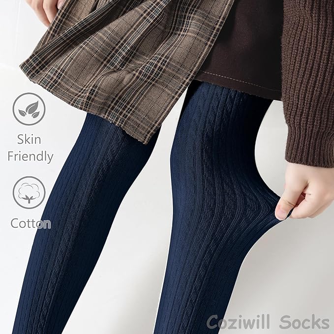 Girls Tights Seamless Toddler Stockings Tights Soft Cotton Cable Knit Baby Girl Tights Leggings 4-12 Years