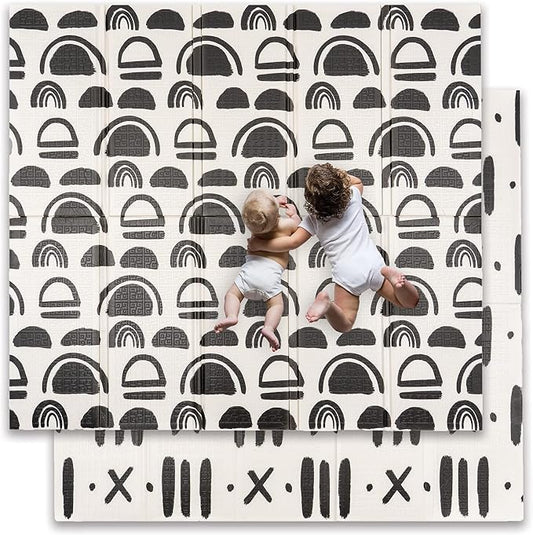 JumpOff Jo - Extra Large Waterproof Foam Padded Play Mat for Infants, Babies, Toddlers, Play Pens & Tummy Time, Foldable Activity Mat, 77 x 70 x 0.6 inches