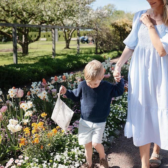 mushie Water Resistant Wet Bags | Large & Small Reusable Storage Bag for Baby Items and Travel | Zippered Pockets with Handle | Machine Washable, Set of 2 (Rainbows)