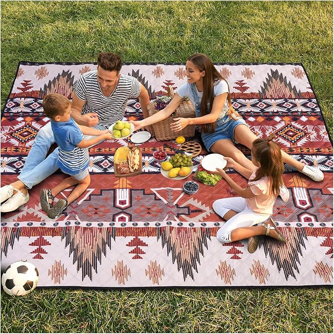 Genovega Waterproof Picnic Blanket Outdoor Camping Beach Mat Extra Large Foldable Car Essential Roadtrip Gadget Rv Accessories Glamping Tent Gear Must Haves Hiking Stuff Backpacking Necessities Gift