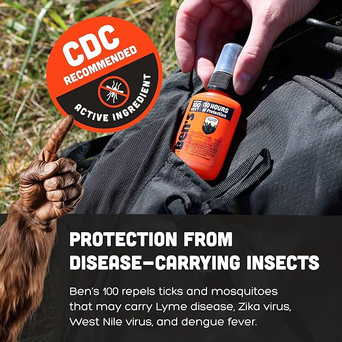 Ben's 100 Tick & Insect Repellent - Alcohol-Free DEET Insect Repellent Pump Spray - Offers 10 Hours of Protection for Adults & Children - 1.25 fl oz (Pack of 4)