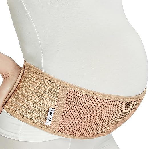 NeoTech Care Adjustable Maternity Belt - Light and Breathable Pregnancy Belly Support Band for Pregnant Women (Beige, Extra Large Size)