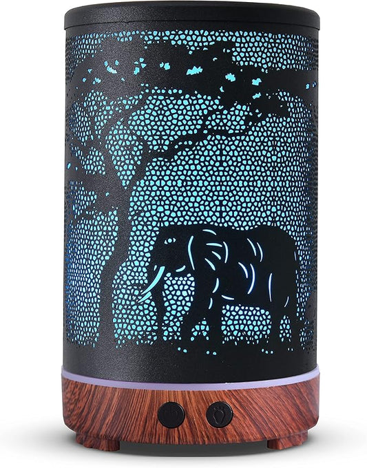 Essential Oils Diffuser,Aromatherapy Diffuser,Birthday Gifts for Women Mom Grandma,Metal Cool Mist Humidifier with 7 Colors Lights Waterless Auto Off Air Diffusers（Elephant）