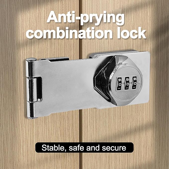 Password Rotary Hasp Locks,Silver 1 Pack Cabinet Locks with Combination,Keyless Security Latch for Sliding Barn Door, Gate, Small Door, Closet, Drawers