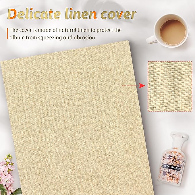 Popotop Photo Album 4x6 600 Pockets for Wedding Gifts,Linen Hardcover Picture Albums for Family Anniversary Baby Vacation Pictures