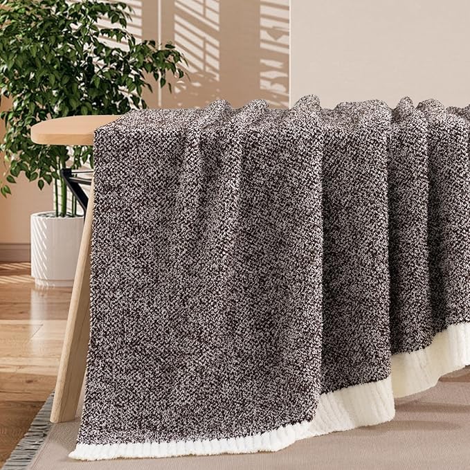 NEXHOME PRO Soft Twin Blankets for Couch, Reversible Warm Blankets Cozy Knit Blanket for Women, Fuzzy Plush Lightweight Throws for Sofa, Bed, Picnic, Coffee Brown, 60 x 80 inches