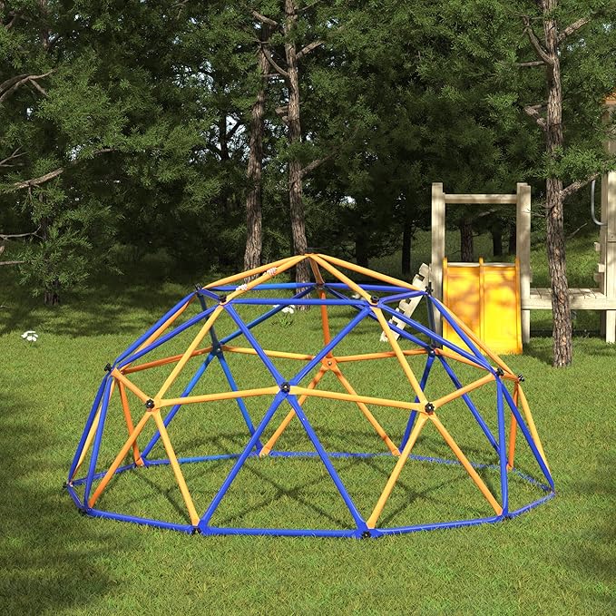 JAXPETY 10 FT Climbing Dome, Toddler Outdoor Climbing Toys, Kids Jungle Gym for Backyard, Playground Doorway Geometric Dome for Kids 8-12 Climber, Metal Outside Climbing Gym, Capacity 500 Lbs
