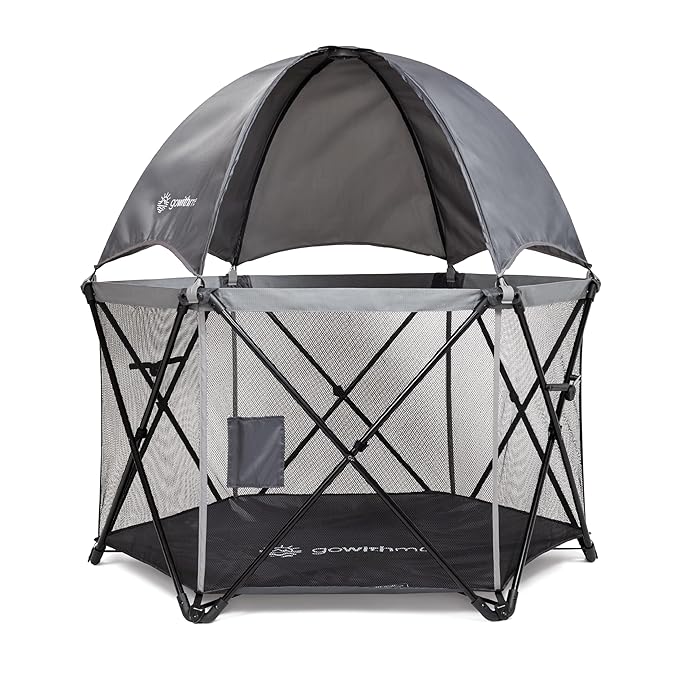 Baby Delight Go with Me Eclipse Deluxe Portable Playard | Playpen | Sun Canopy | Indoor and Outdoor | Ultra Padded Nylon Floor | Grey