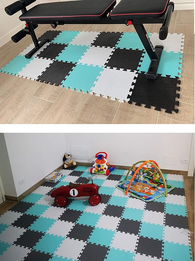 MQIAOHAM® 25 Pieces Puzzle Play Mats, Soft Baby Play Mat, Kids Interlocking Foam Floor Tiles, Toddlers Carpet Playmats G301025-101104108