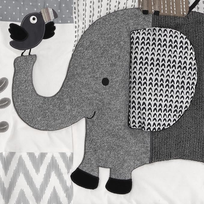 Lambs & Ivy Urban Jungle 4-Piece Crib Bedding Set - Gray, Brown, White, Jungle