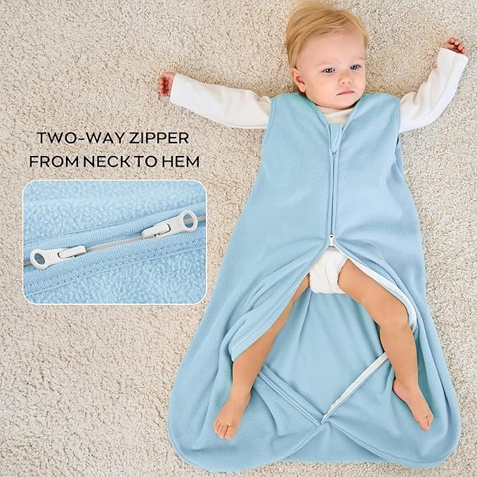 JELLYMONI Fleece Baby Sleep Sack 6-12 Months, 2 Pack 1.5 TOG Baby Wearable Blanket Winter Infant Sleeping sack with 2-Way Zipper, Warm Toddler Sleep Sack