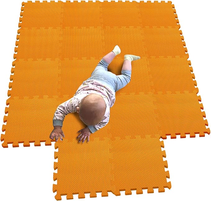 MQIAOHAM® 18 Pieces Puzzle Play Mats, Soft Baby Play Mat, Kids Interlocking Foam Floor Tiles, Toddlers Carpet Playmats G301018-102