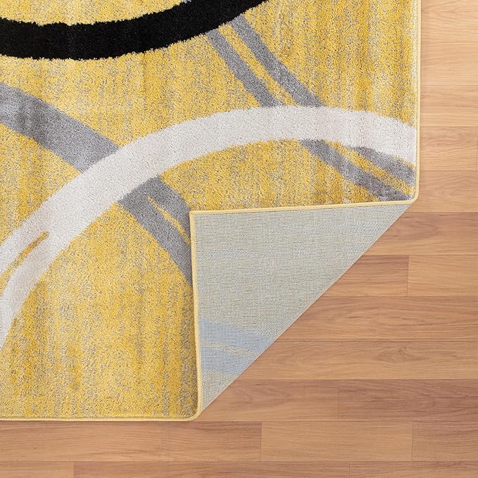 Rugshop Modern Wavy Circles Design Area Rug 5'3" x 7'3" Yellow