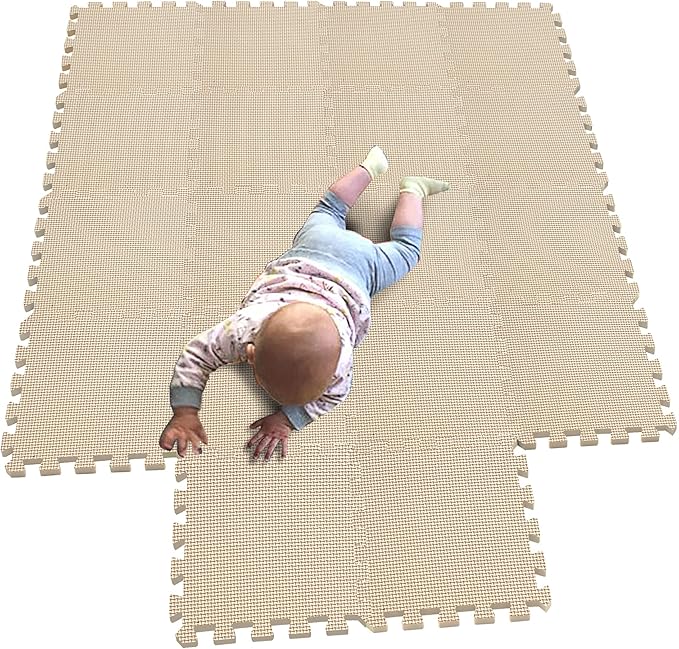 MQIAOHAM® 18 Pieces Puzzle Play Mats, Soft Baby Play Mat, Kids Interlocking Foam Floor Tiles, Toddlers Carpet Playmats G301018-110