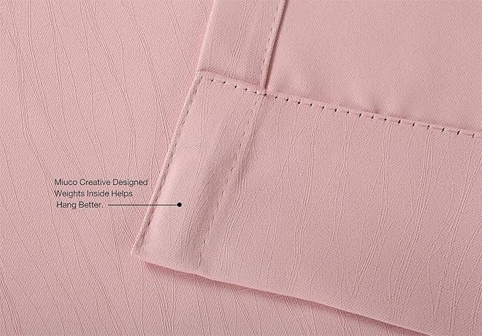 MIUCO Blackout Curtains Room Darkening Curtains Textured Grommet Curtains for Girls Room 2 Panels 52x63 Inch Long Pink