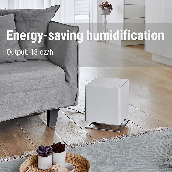 Stadler Form humidifier Oskar, Energy-Saving Humidifier for Rooms up to 540 Square Feet, Evaporator with Automatic Switch-Off, Dimmable LEDs, Very Quiet, White, medium