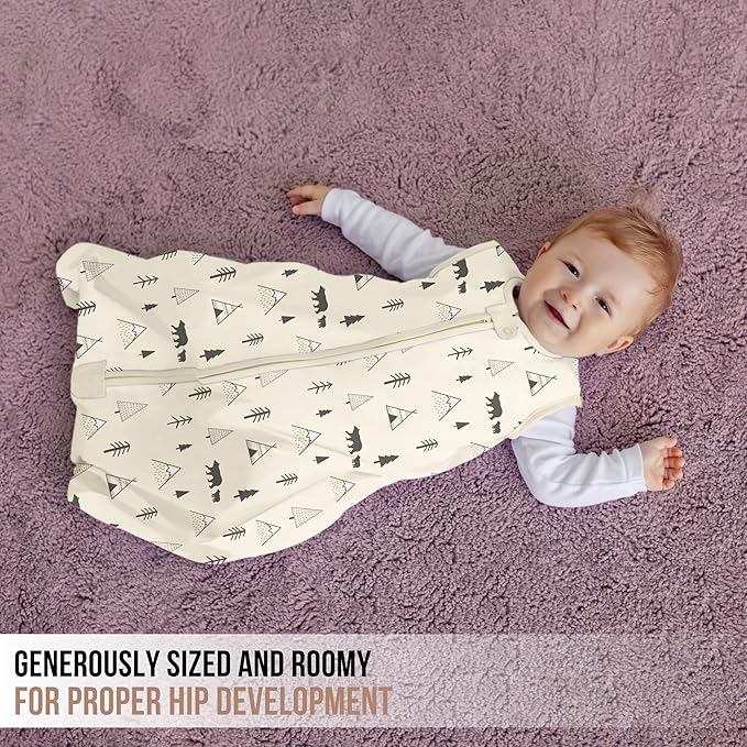 Mama Cheetah Baby Sleep Sack 0.5 TOG, Organic Cotton Baby Wearable Blanket with Two-Way Zipper, Swaddle Transition Baby Sleeping Bag for Newborn Infant Toddler Boy Girl, 6-12 Months