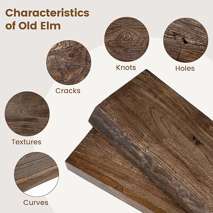 Rustic Elm Wood Floating Shelf for Wall, Live Edge 48"W x 9.2"D x 1.4"H, 1 Pack with Invisible Bracket, Large Wall Mounted Storage Shelf for Living Room Bedroom Kitchen Bathroom Decor, Walnut Finish