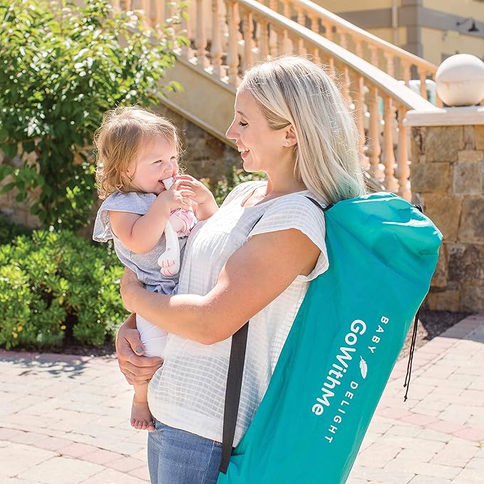 Baby Delight Go With Me Eclipse Mesh Portable Playard | Playpen | Sun Canopy | Indoor and Outdoor | Watercolor Stripe Base