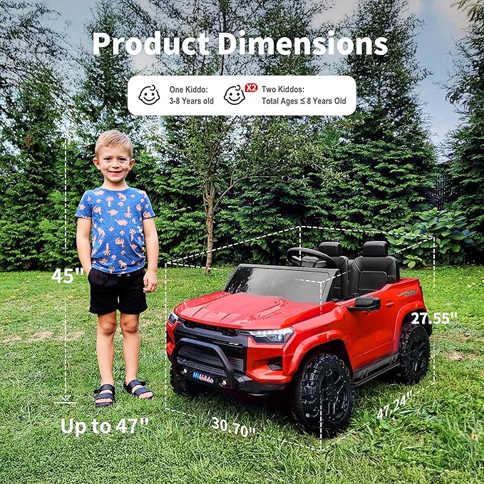 24V 10Ah Ride on Toy for Big Kids, 4WD 2 Seater Electric SUV Kids Car to Drive w/Remote Control, 4x200W Motors - Red