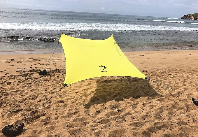 Neso Tents Beach Tent with Sand Anchor, Portable Canopy Sunshade - 7' x 7' - Patented Reinforced Corners(Lemon)