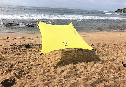 Neso Tents Beach Tent with Sand Anchor, Portable Canopy Sunshade - 7' x 7' - Patented Reinforced Corners(Lemon)
