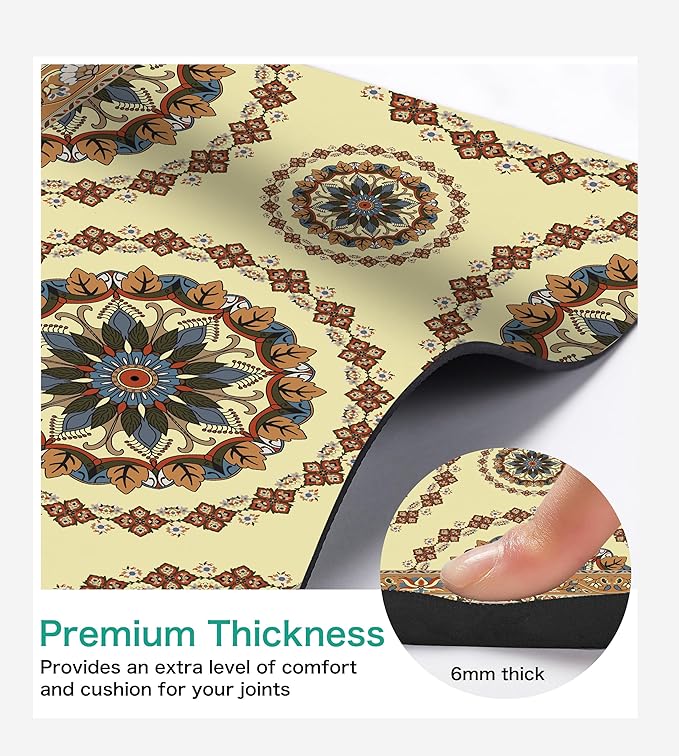 Non Slip Yoga Mat TPE Workout Mat for Men Women, Thick Workout Mat with Carrying Strap, Fitness Mats for Exercise, Yoga, Fitness, Pilates, Floor Workouts (72" x 24" x 6mm)