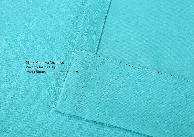 MIUCO Blackout Curtains Room Darkening Curtains Textured Grommet Window Curtains for Bedroom 2 Panels 52x63 Inch Long Turquoise