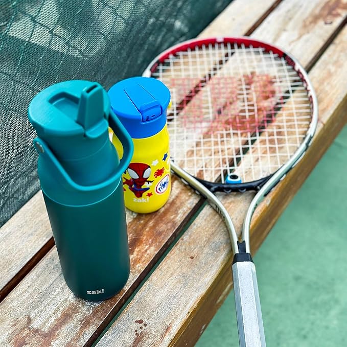 Zak Designs Harmony Marvel Spidey and His Amazing Friends Kid Water Bottle for Travel or At Home, 14oz Recycled Stainless Steel is Leak-Proof When Closed and Vacuum Insulated (Spiderman)