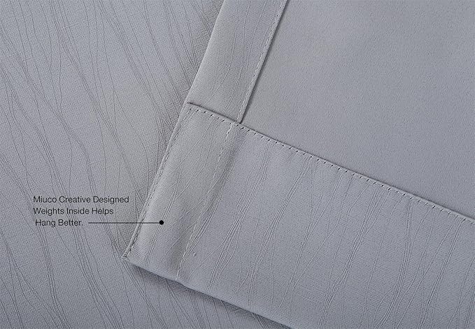 MIUCO Blackout Curtains Room Darkening Curtains Textured Grommet Window Curtains for Living Room 2 Panels 52x84 Inch Long Silver