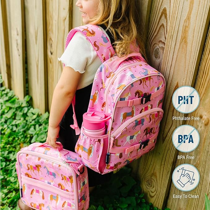 Wildkin ECO rPET 15-inch Kids Backpack – Sustainable, Padded, Adjustable – Horses
