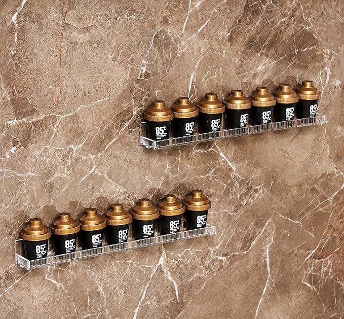 IEEK Floating Book Shelf for Wall,4 PCS Clear Acrylic Wall Bookshelf for Kids Room,Vertical Stripes Display Shelf with Removable Anti-Slip End Inserts for Bedroom Living Room Nursery Decor and Storage