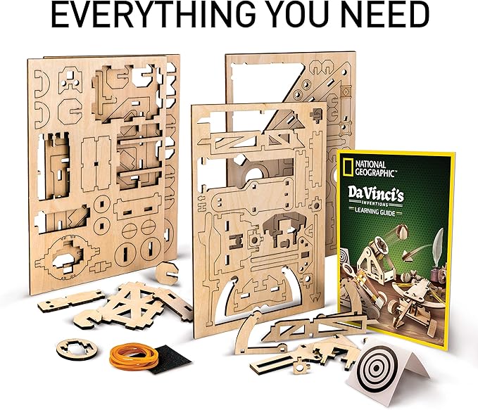 NATIONAL GEOGRAPHIC Da Vinci Model Kit - Catapult Kit for Kids, 3D Puzzle Building Toy for Boys and Girls, Wood Building Kit for Kids, A Great STEM Project, Engineering Model Kit (Amazon Exclusive)