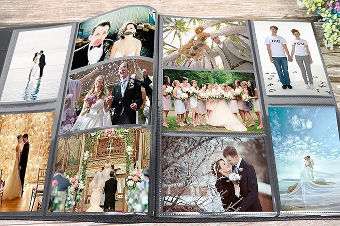 RECUTMS Photo Album 4x6 600 Photos Black Pages Large Capacity Leather Cover Wedding Family Photo Albums Holds 600 Horizontal and Vertical Photos (Pink, 600 pockets)