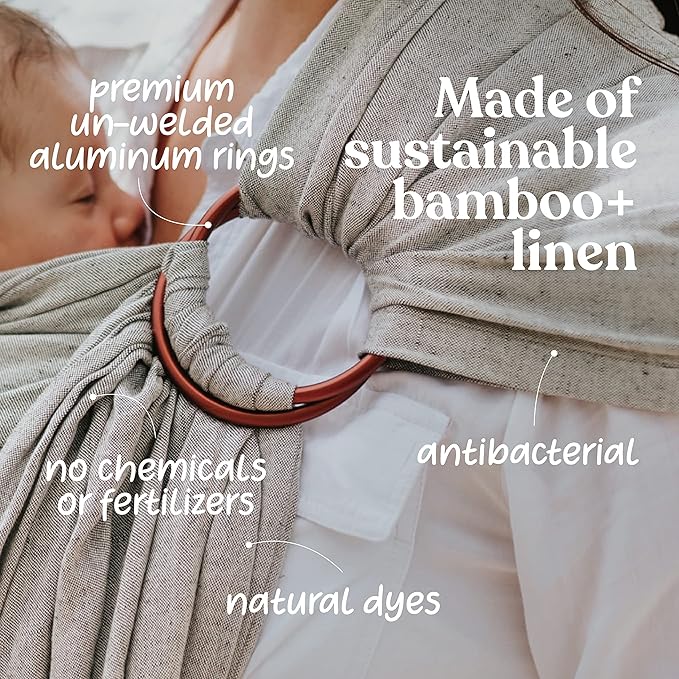 Nalakai Luxury Ring Sling Baby Carrier, Soft Linen Blend Baby Sling, Baby Wrap, Wear Your Little One Close to Your Heart, Comfort, Style