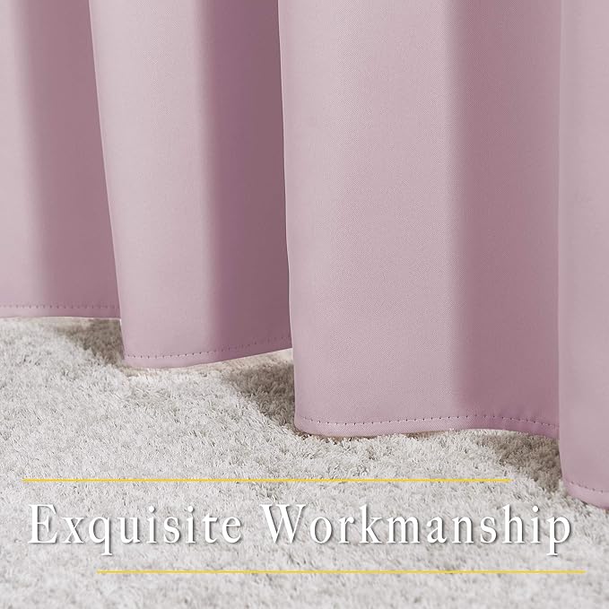 NICETOWN Blackout Pink Curtains for Girls Room - Thermal Insulated Solid Grommet Room Darkening Curtains/Panels/Drape for Bedroom (Lavender Pink=Baby Pink, 1 Pair, 52 by 84-Inch)