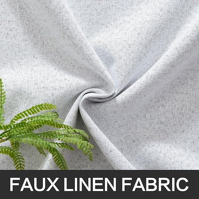 MIULEE Linen Texture Curtains for Bedroom Solid 100% Blackout Thermal Insulated Grayish White Curtains Grommet Room Darkening Curtains/Drapes for Living Room Nursery 52x72 Inch (2 Panels)