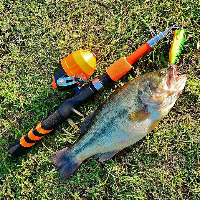 PROBEROS Kids Fishing Pole - Portable Telescopic Fishing Rod and Reel Combo Kit - Spincast Fishing Reel Casting Rods with Lures Lines Tackle Box and Bag for Boys Girls Youth Fishing