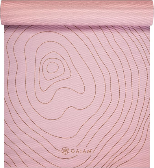 Gaiam Yoga Mat - Premium 6mm Print Extra Thick Non Slip Exercise & Fitness Mat for All Types of Yoga, Pilates & Floor Workouts (68"L x 24"W x 6mm Thick)