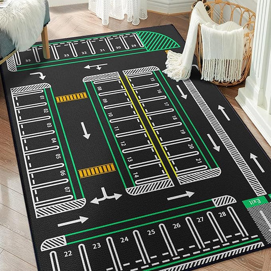 Play Rug for Playroom 59"x39" Traffic System Playmat Car Rugs for Toy Boys Carpet City Pretend Play Non-Slip Washable