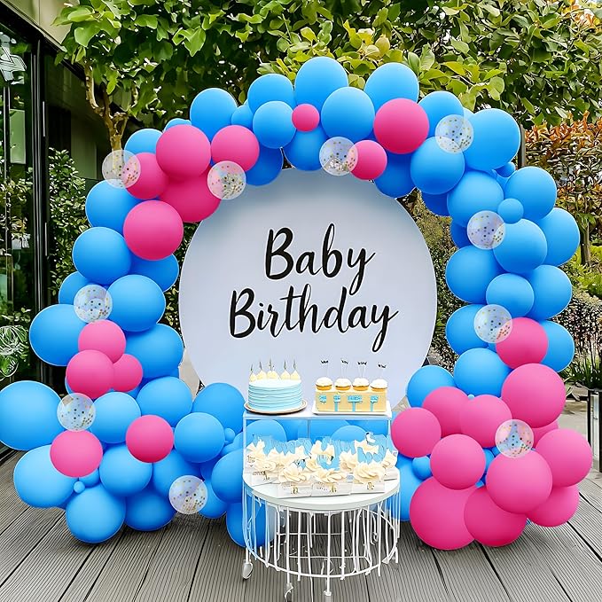 JOYIN 150 Pcs Light Blue Balloons, Different Sizes 18 12 10 5 Inch Light Blue Latex Balloon Arch Kit with Instruction for Birthday Party Graduation Wedding Holiday Decoration