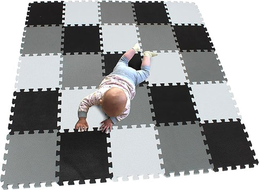 MQIAOHAM® 25 Pieces Puzzle Play Mats, Soft Baby Play Mat, Kids Interlocking Foam Floor Tiles, Toddlers Carpet Playmats G301025-101104112