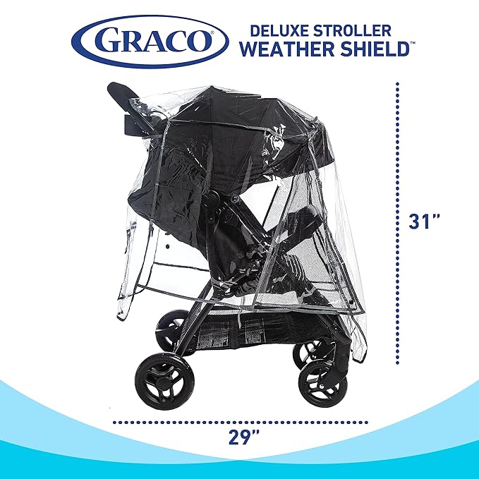 Graco Universal Baby Stroller Plastic Rain Cover & Weather Shield, Lightweight Waterproof Weathershield, Clear Vinyl Infant Car Seat Carriage Umbrella, Winter Snow Wind Protection Travel Accessories